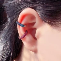funmode new luxury small hoop earrings blue red black aaa cubic zirconia earrings for women wedding party jewelry fe30
