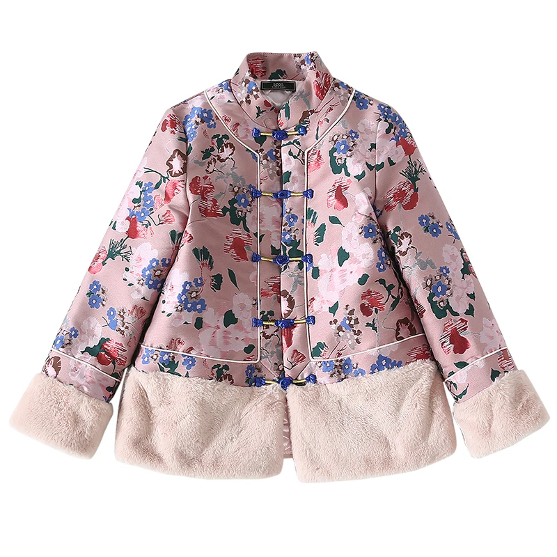 Зимние китайские традиционные женские куртки с воротником-стойкой |