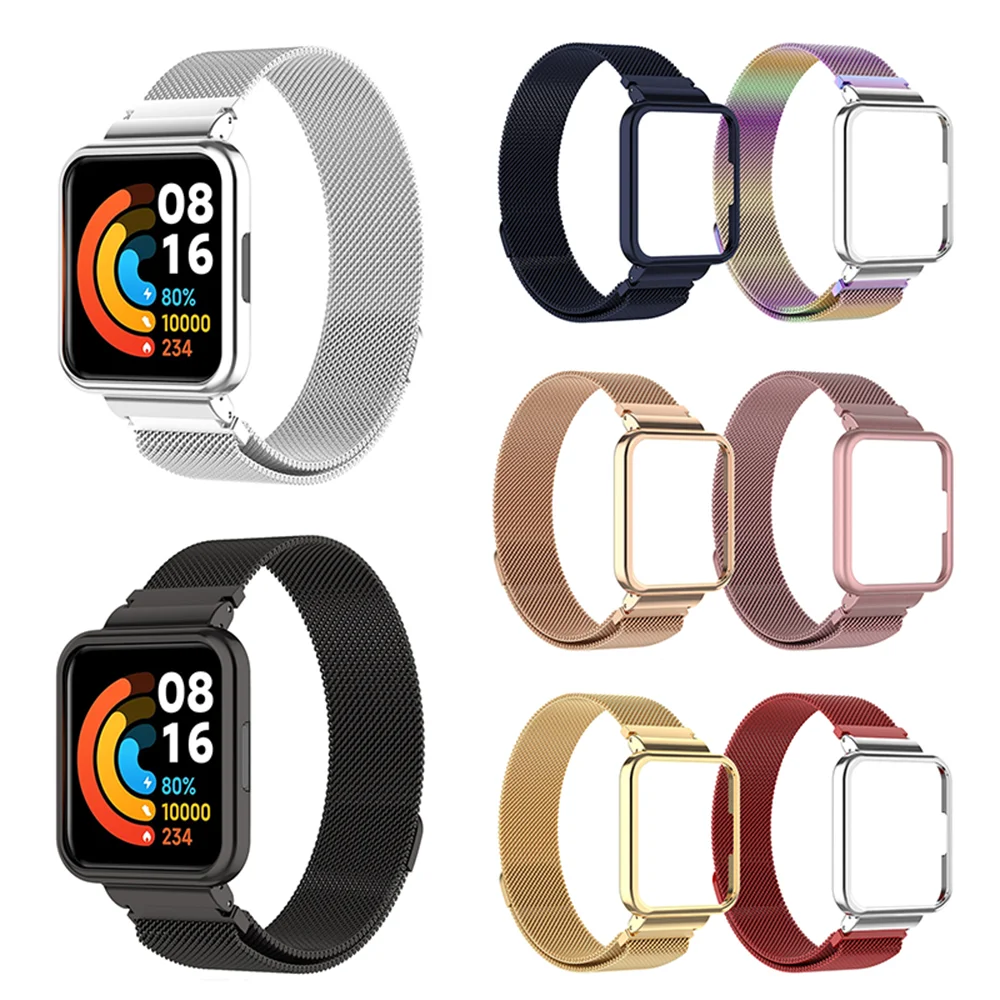 

Milan Magnetic strap For Redmi Watch 2 Metal Strap For Redmi Watch horloge 2 Milanese Magnetic Wriststrap Brecelet+Case cover