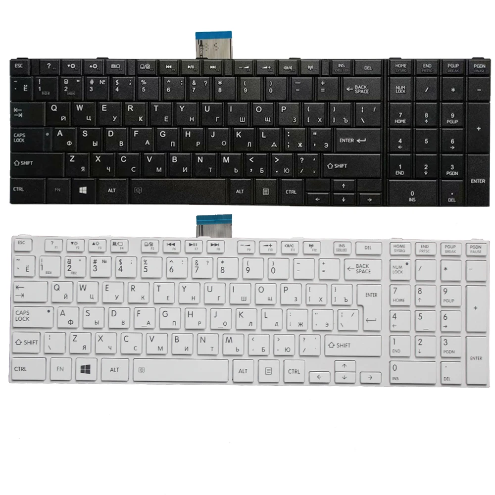 RU клавиатура для Toshiba Satellite C50-A C50-A506 C50D-A C55T-A C55-A Русская ноутбука белый/черный |