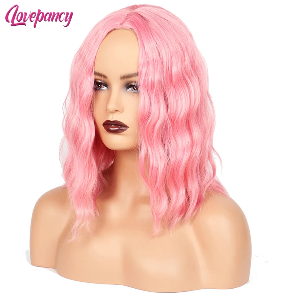 

Short Synthetic Hair Wig Orange Wavy Cosplay Daily Use Curly Wigs For Women Natural Soft Hair Heat Resistant Colorful Synthetic