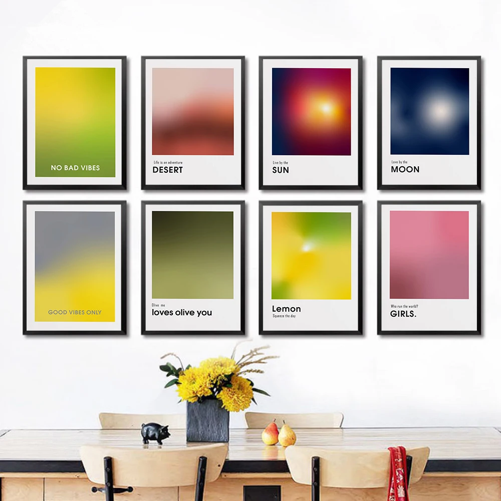 

Gradient Poster Printed Wall Art Famous Quotes About Life Abstract Printmaking Modern Canvas Painting Interesting Bathroom Decor