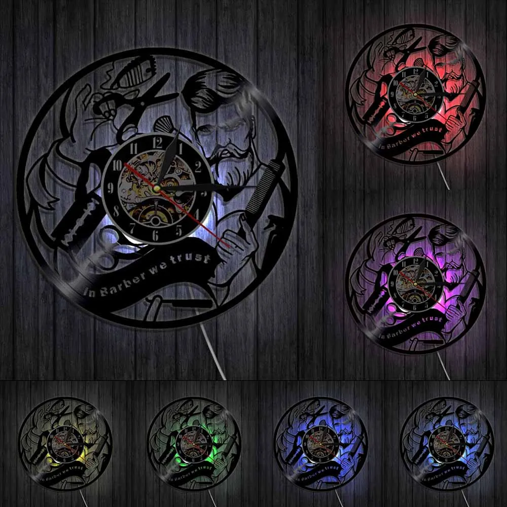 Тихие настенные часы с виниловой пластиной для парикмахерской|Настенные часы| |