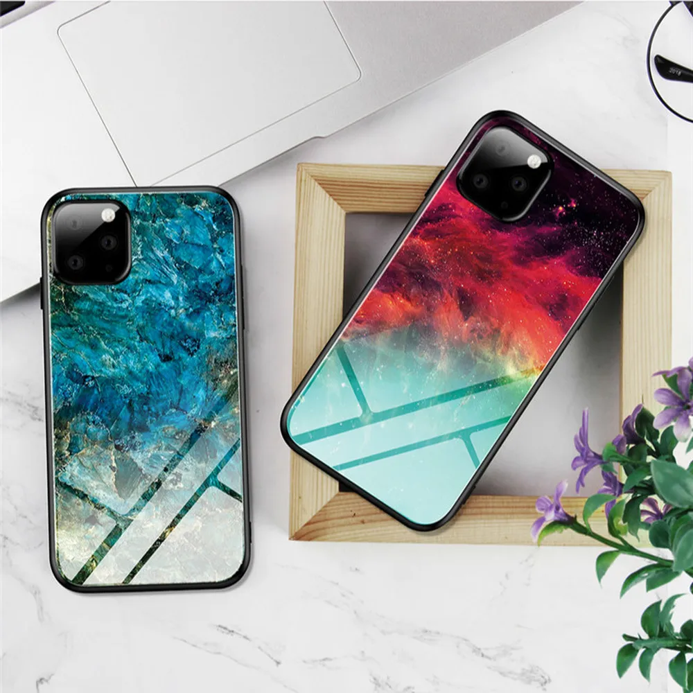 Чехол из закаленного стекла для телефона нового IPhone 11 Pro Coque X XS Max XR глянцевый