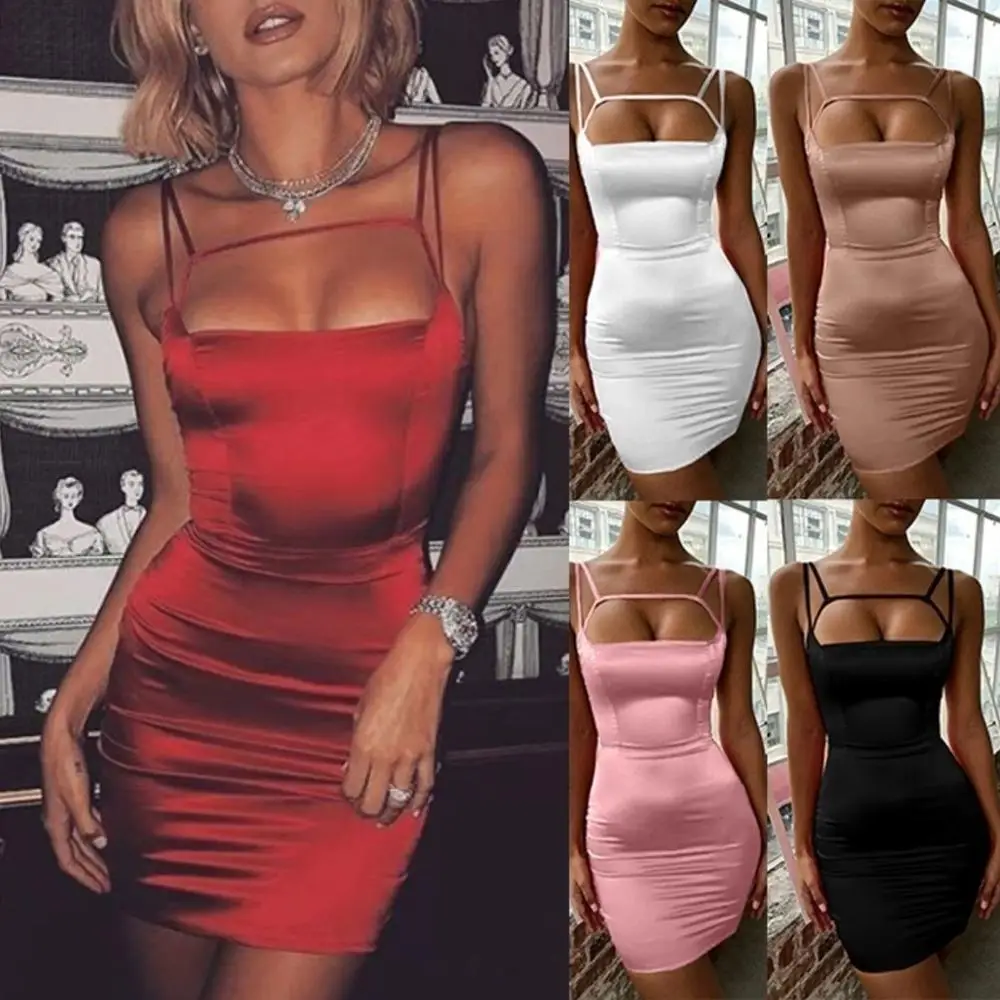 Неоновое сатиновое летнее женское облегающее мини платье на шнуровке 2019