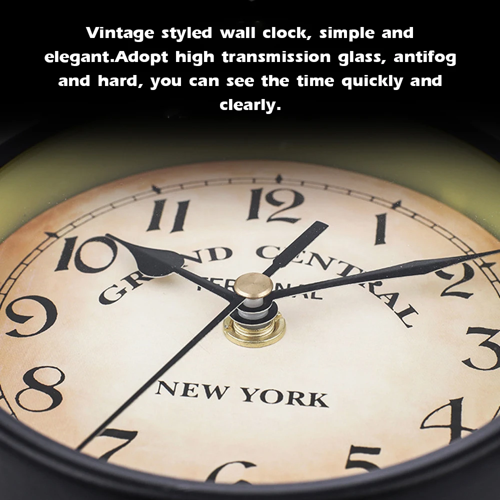 

Vintage Double Sided Wall-mounted Clock Battery Powered Metal Mount Home Garden Coffee Bar Decoration