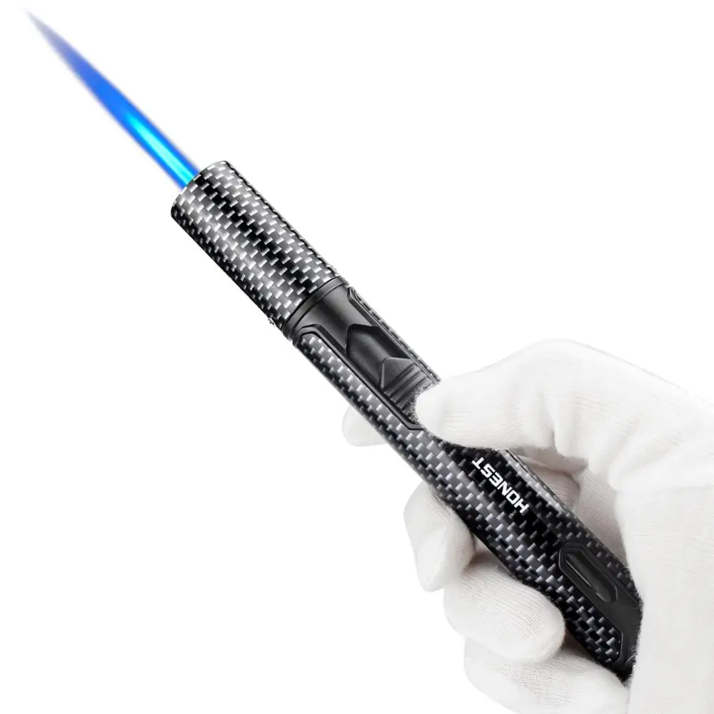 

HONEST Cigar Lighter Jet Flame Portable Butane Carbon Fiber torch Lighter Mini for Cigar Cooking Outdoor