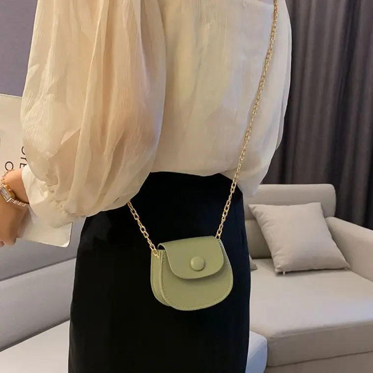 Women Mini Saddle Bags PU Leather Spring Summer Girls Long Chain 2021 Ins Popular One-shoulder Messengers Cross Body