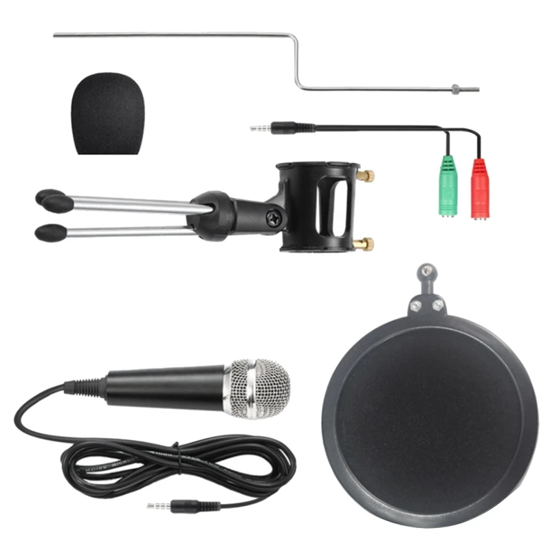 

Recording Condenser Microphone Mobile Phone Microphone For Computer Pc Karaoke Mic Holder For 3.5Mm Plug