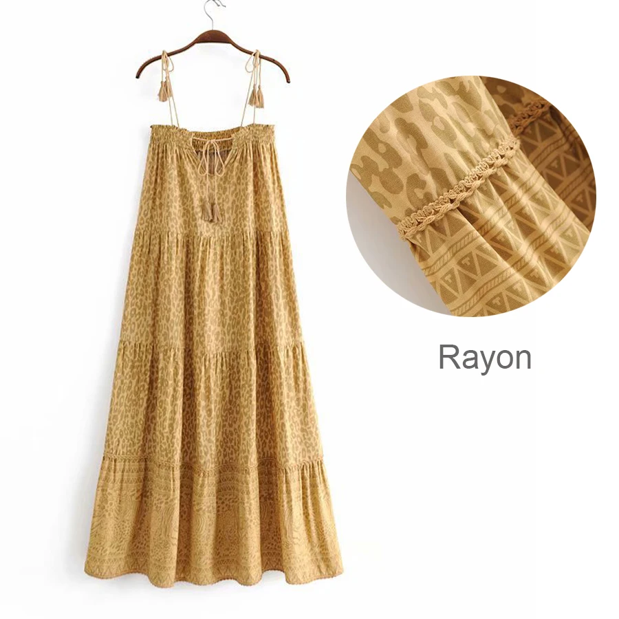 AYUALIN платье на бретелях для женщин без рукавов пляжное цыганское длинное летнее