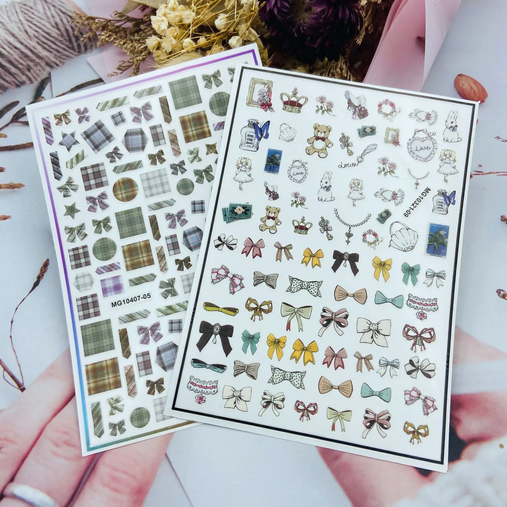 

Checkered Bowknot Pattern Nail Art Sticker Self Adhesive Transfer Decal 3D Slider DIY Tips Nail Art Decorations Manicure Package