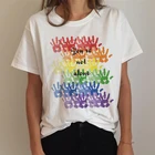 Футболка ЛГБТ для геев, прайдов, лесбиянок, радуга, женская одежда 2021, белая футболка, уличная одежда, эстетичные повседневные топы, футболки в стиле Харадзюку, кавайные