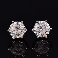 couples moissanite stud earrings d color six claw prong setting s925 sterling silver earring women jewelry drop shipping