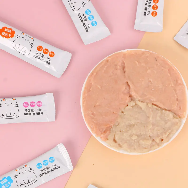 Влажный корм для кошек курица треска тунец 15 г/полоска | Дом и сад