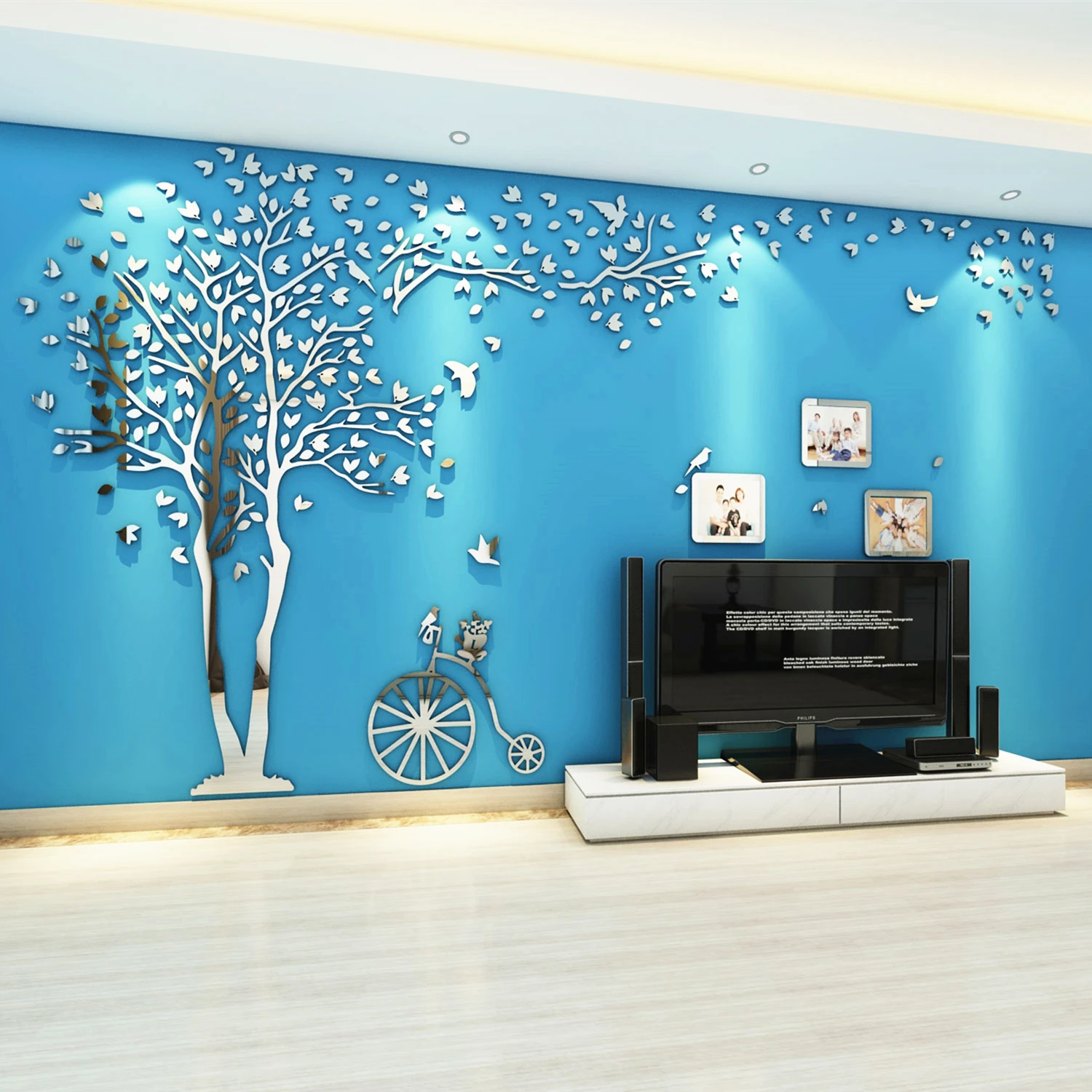 Große Größe DIY Familie Foto Baum Acryl Wand Aufkleber Für Wohnzimmer Sofa Hintergrund 3D Wand Abziehbilder Tapete Für Home decor