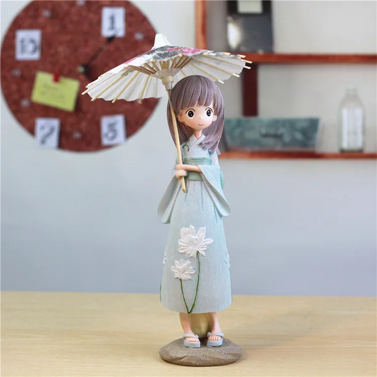 Красивая девушка из смолы в японском стиле кукла для домашнего декора или