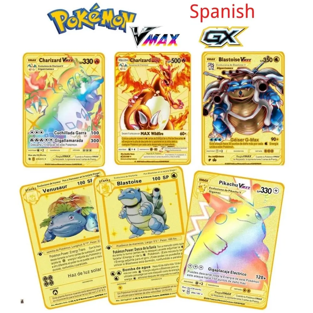 

Pokemon 26 новый испанский mewtwo GX супер золотая металлическая карточка серия супер игр анимационная карточка детская игрушка Рождественский под...