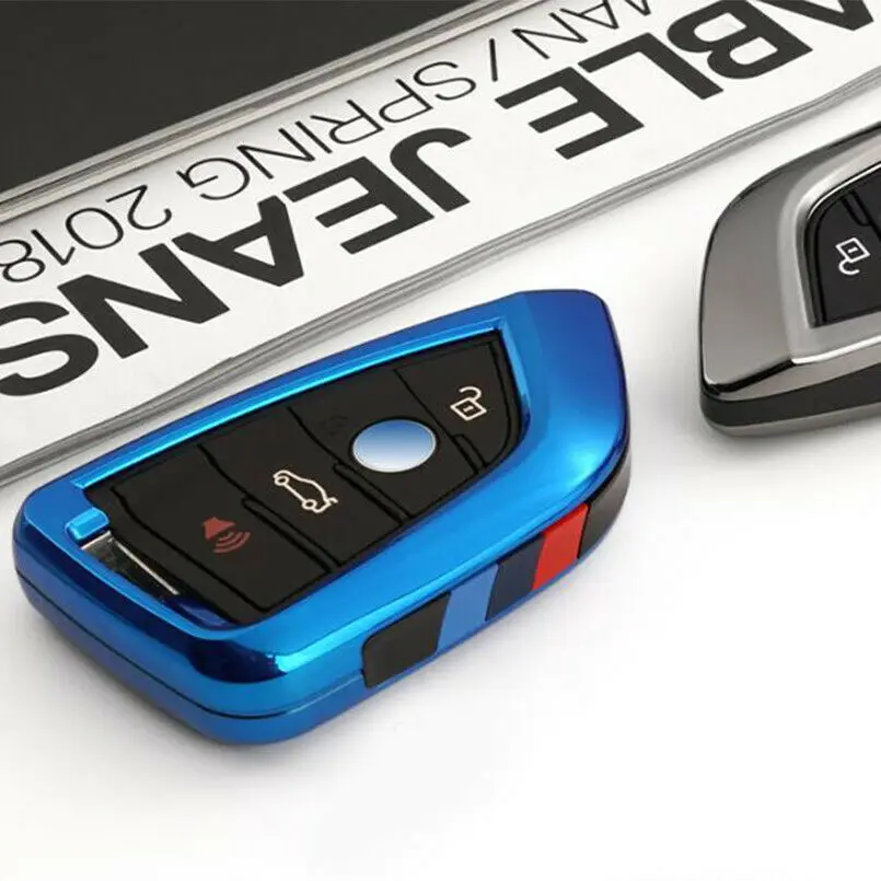 

Colorful M-Style Car Remote Key Case Fob Cover Bag Holder With Keychain For BMW