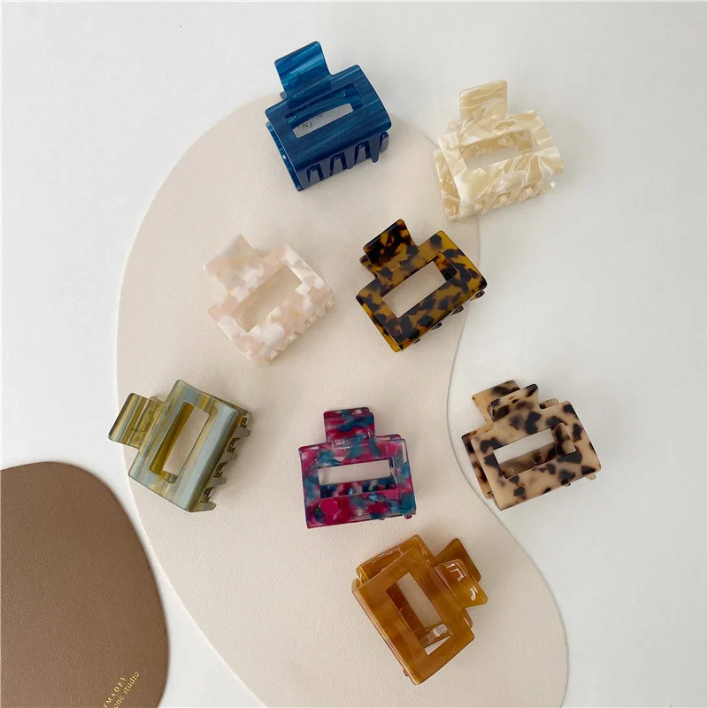 Винтажные геометрические Акриловые Полосатые заколки для волос мраморные краба