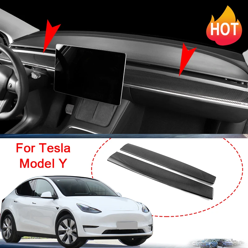 

For Tesla Model Y 2020 2021 Carbon Fiber Style Car Interior Center Control Around Trim Styling Accessories