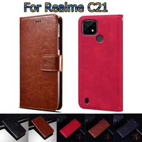 phone cover for realme c21 case leather wallet book funda for realme c 21 case flip screen protective shell etui bag