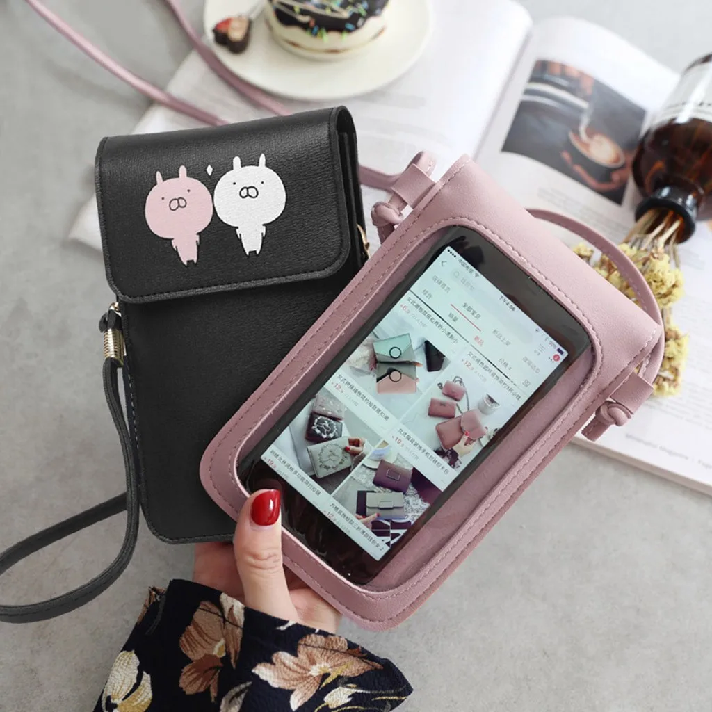 Сменная сумка из кожи с эффектом касания женская для телефона миниатюрная через