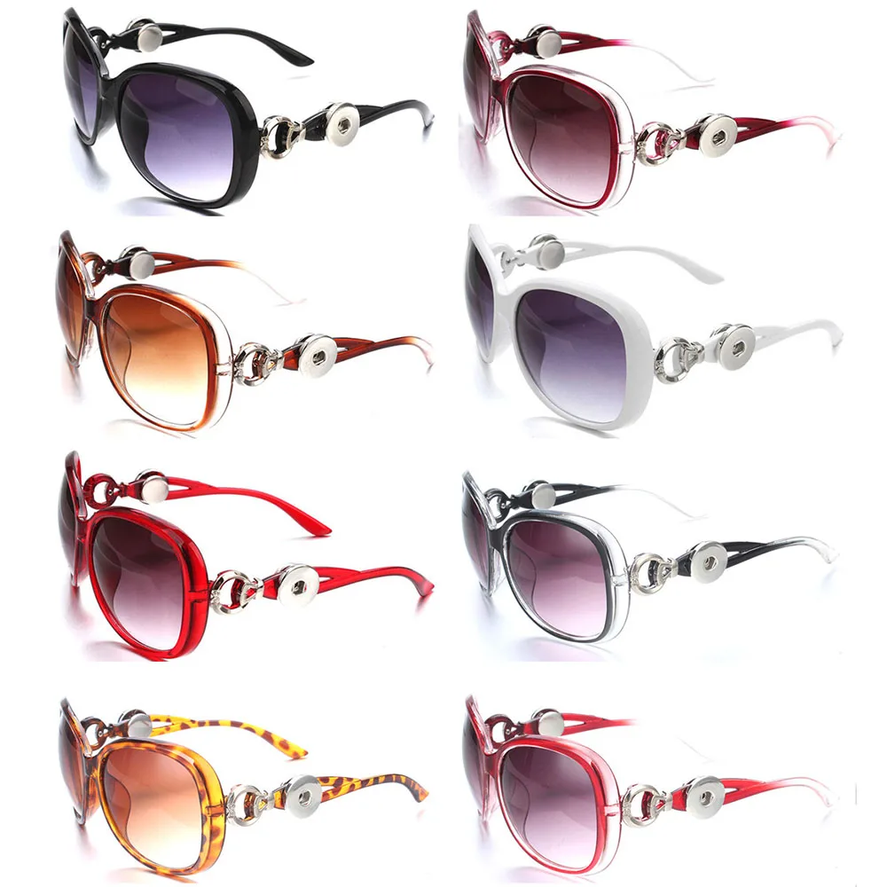 

New Snap Button Jewelry Sunglasses Retro Oval Glasses Eyewear Sunglasses Fit 18mm Snap Button For Women Snap Jewelry