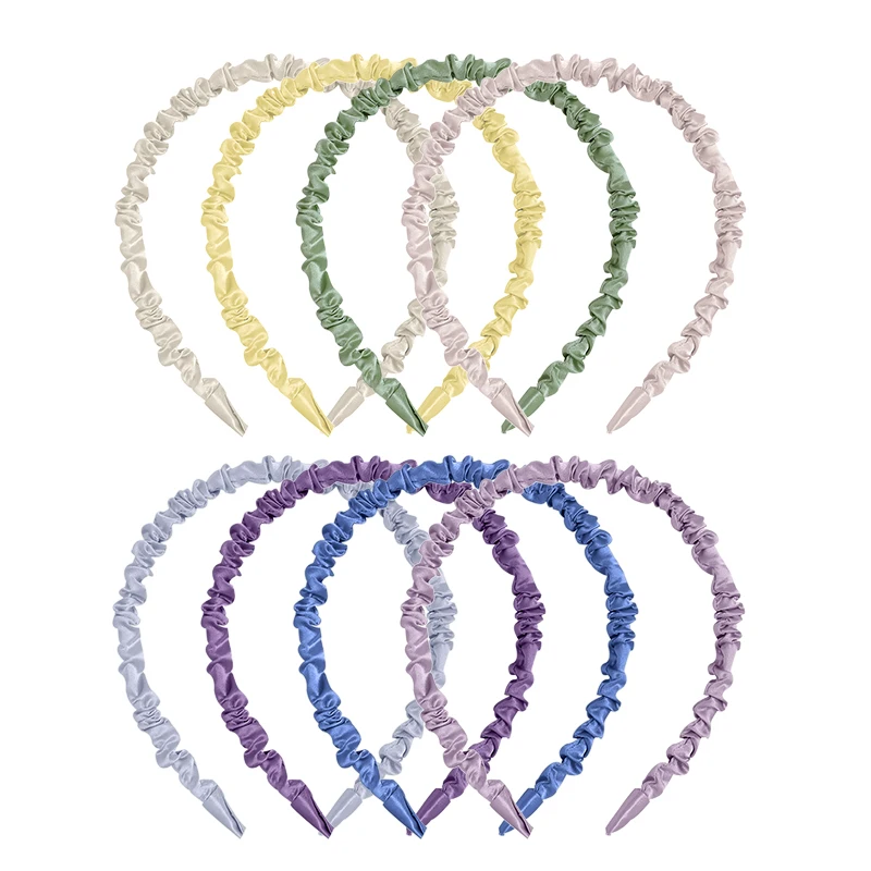 

Hairband Solid Color Girl Hairband Tangled Headdress Wild Satin Folds Headband Sweet Temperament Hairpin Hairband Hair Accessory