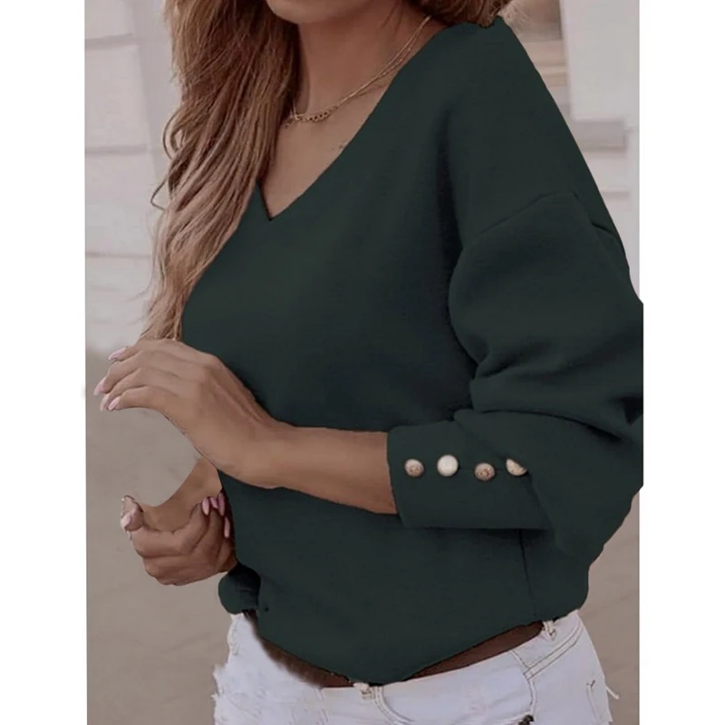 

Muyogrt Women Blouses Shirt Casual V-Neck Women Tops And Blouse Long Sleeve Button Office Shirts 2020 Female Solid Autumn Blusas