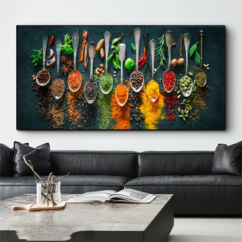 

Kitchen Wall Decor Herbs and Spices for Cooking Canvas Art Posters and Prints Canvas Paintings Art Pictures for Home