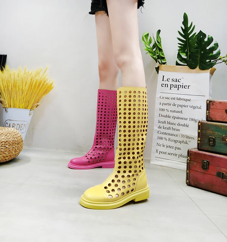 Женские Простые однотонные сапоги Летние повседневные дышащие с перфорацией