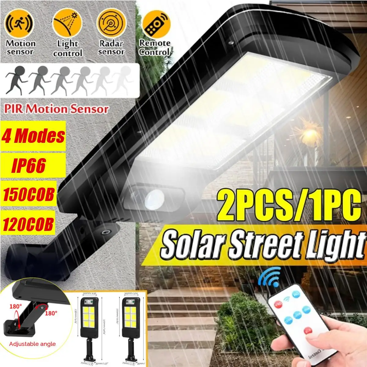 

Solar Street Lights Outdoor Solar Lamp With 4 Light Mode Waterproof Motion Sensor Security Lighting for Garden Patio Path Yard