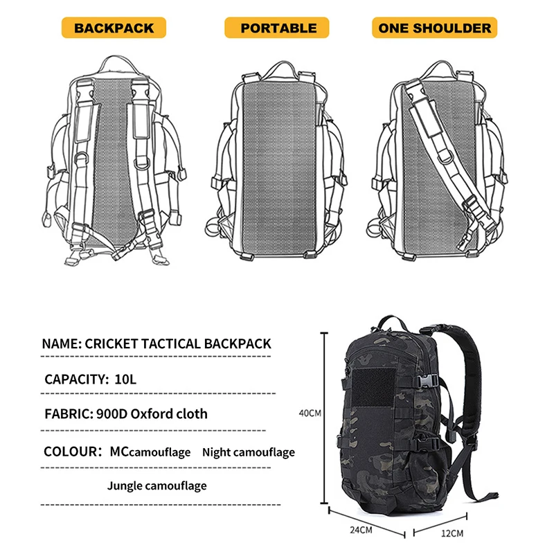 

PAVEHAWK Tactical Backpack Men Military Backpack Camouflage Assault Pack Outdoor 10L Molle Bag Hiking Rucksack Army School Boys