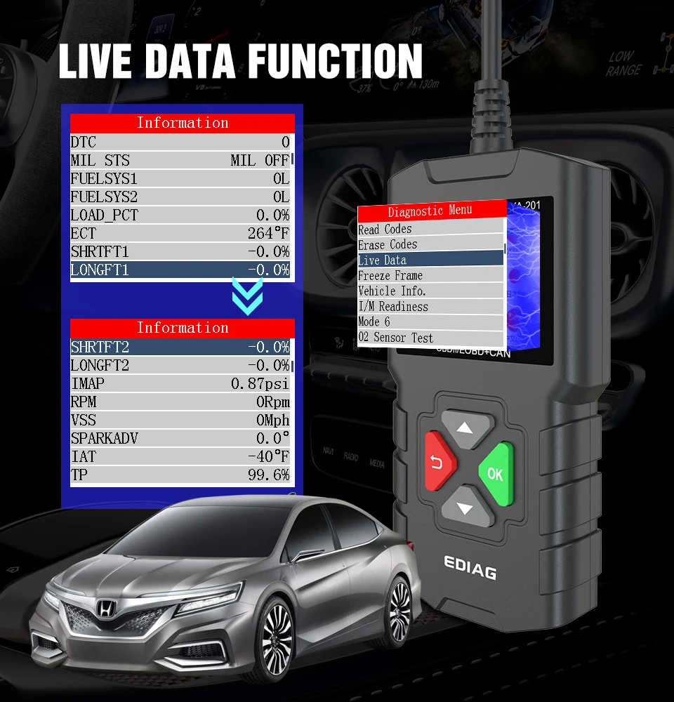 EDIAG YA201 OBD2 код читателя OBD 2 авто ридер Обновление через USB Бесплатная пожизненная