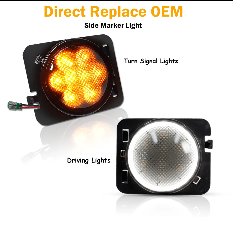 IJDM Янтарный/белый боковой маркер LightFor 2007-2017 Jeep Wrangler JK модели поворотников/фары