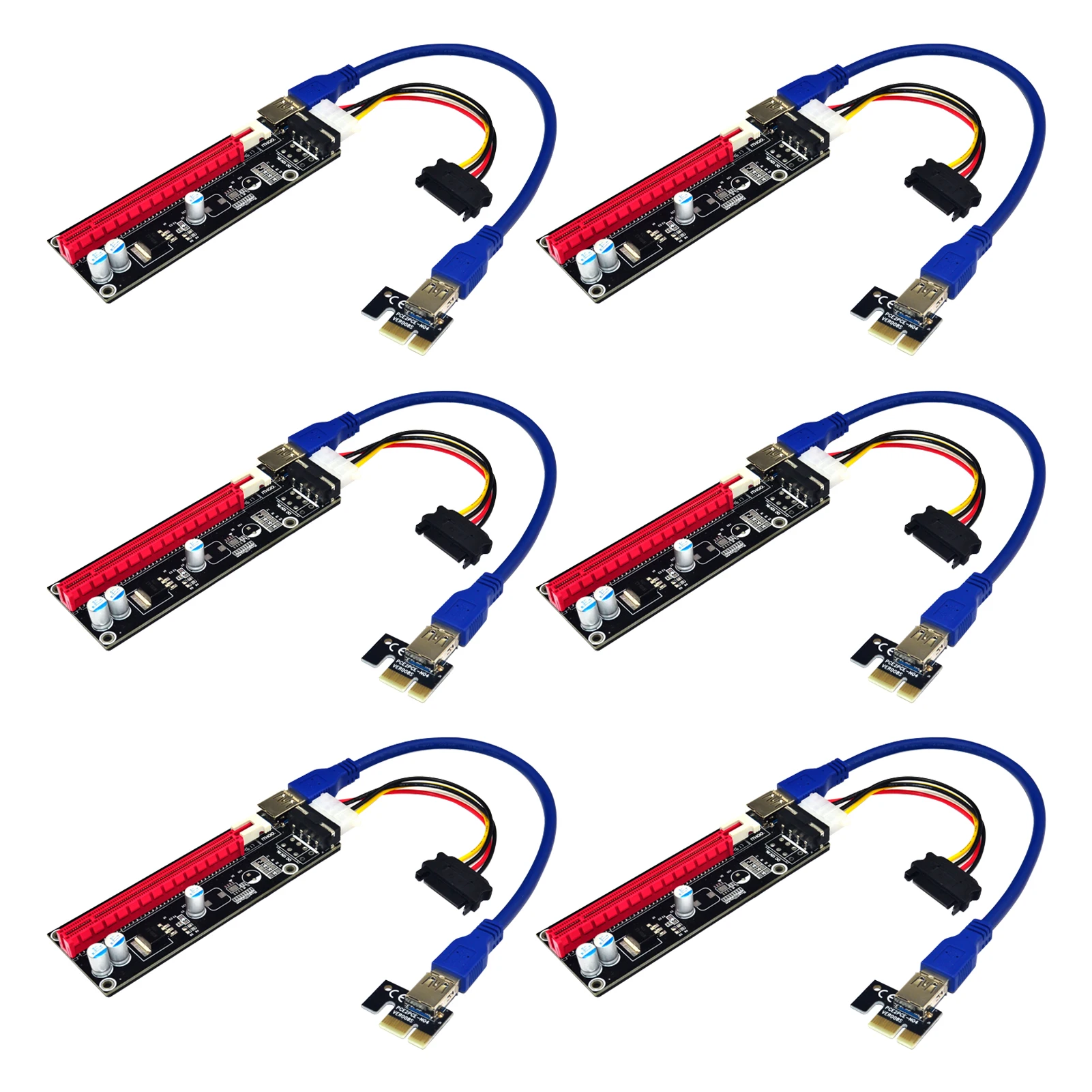 

6 шт., переходник PCIE, стабильный переходник от 1X до 16X, графическая карта, профессиональный универсальный удлинитель USB, аксессуары, практична...