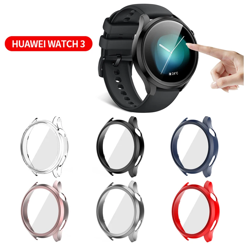 Стекло + чехол для Huawei Watch 3 защита экрана жесткий матовый бампер из поликарбоната
