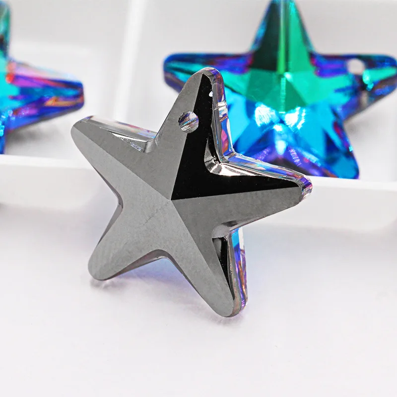 20 мм изящная пятиконечная звезда Подвеска Стразы с кристаллами голубая