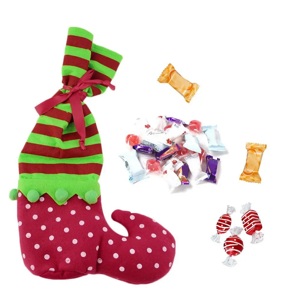 Рождественские чулки мешки Санты Подарочные подарки сумки обертывание конфет