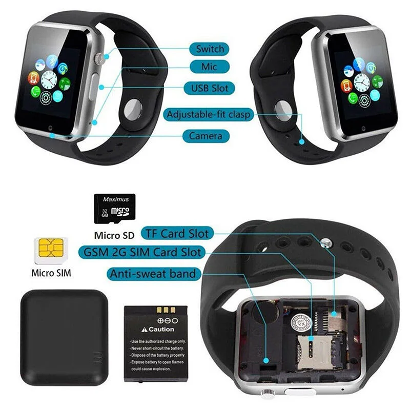 Новинка A1 Bluetooth Смарт-часы спортивный калькулятор Android телефонный звонок Relogio 2G GSM SIM TF карта камера телефон PK GT08