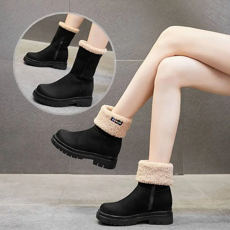 

GUFASA Woman Winter Fur Warm Snow Boots Ladies Warm Wool Booties Ankle Boot Comfortable Shoes Plus Size 35-40 Casual Women Mid
