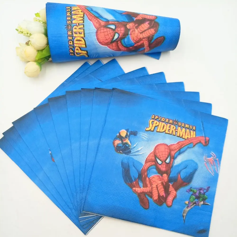 20 шт. милые вечерние бумажные салфетки с рисунком Человека паука для украшения