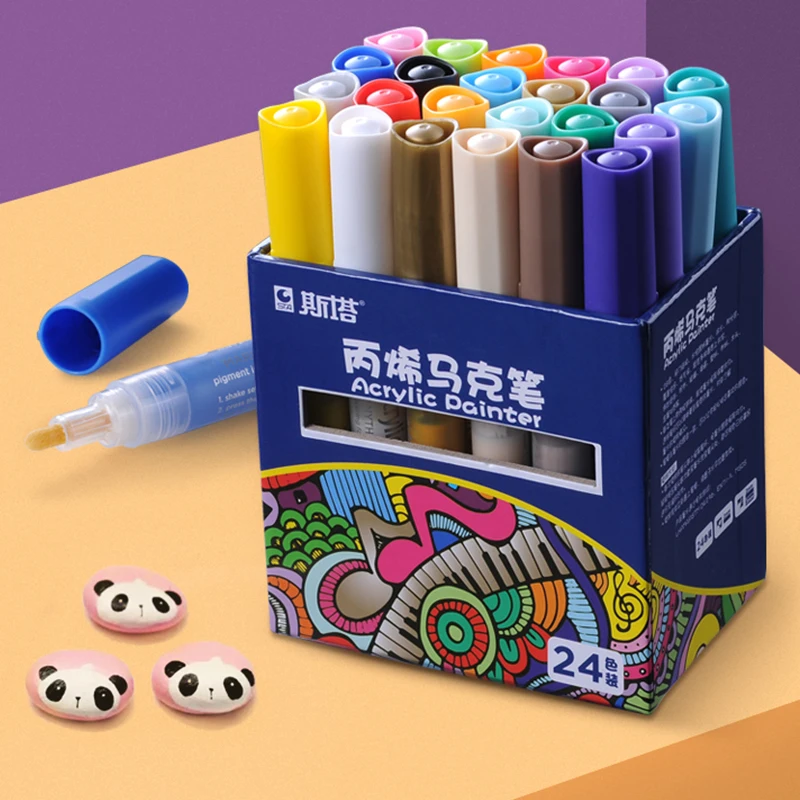 STA 1000 Creative DIY Acrylic Painter Water-based Dye Ink 28 Colors Available Art Marker for Painting Graffit Supplies New | Канцтовары
