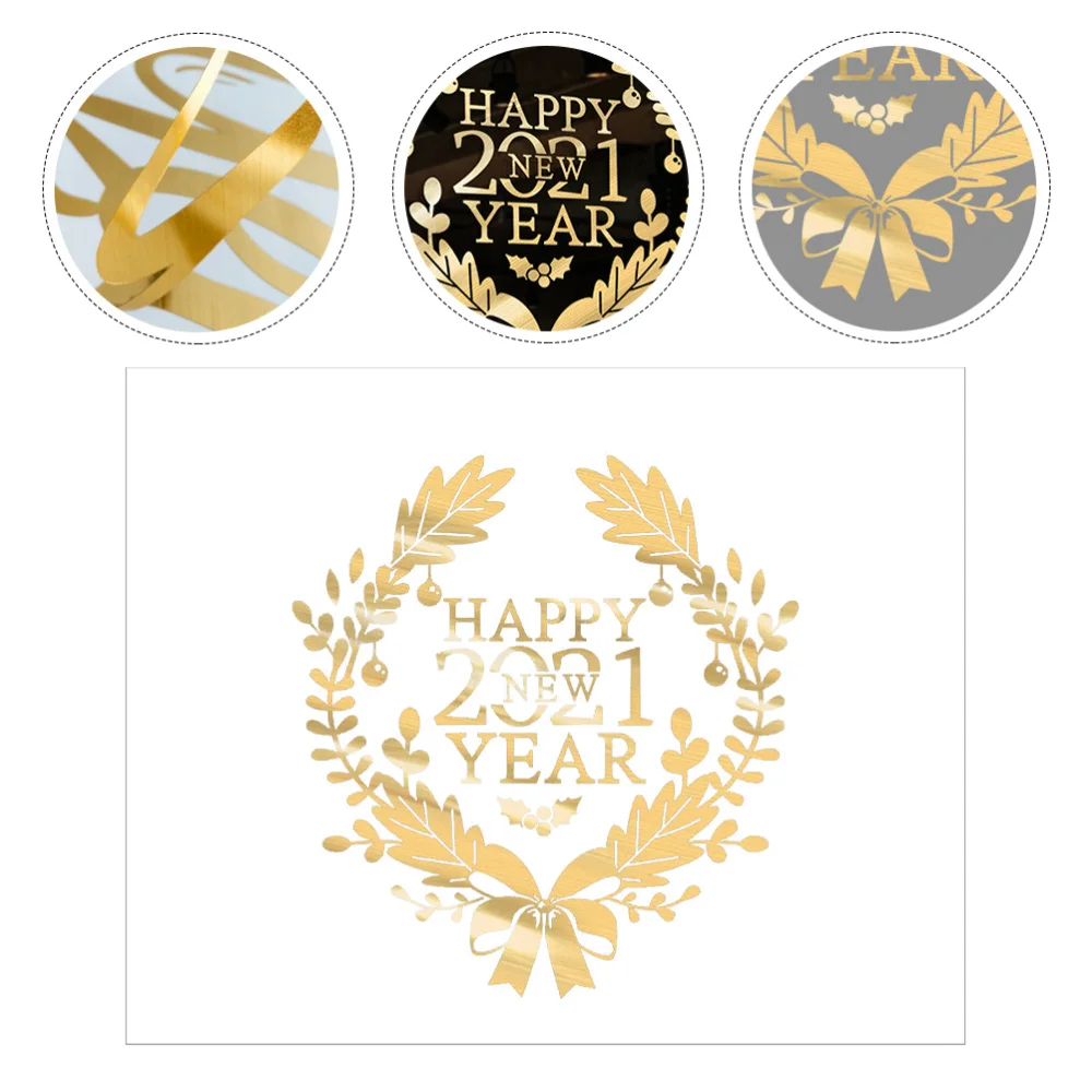 

1PC New Year Wall Sticker 2021 Shopwindow Sticker Glass Window Decal (Golden)