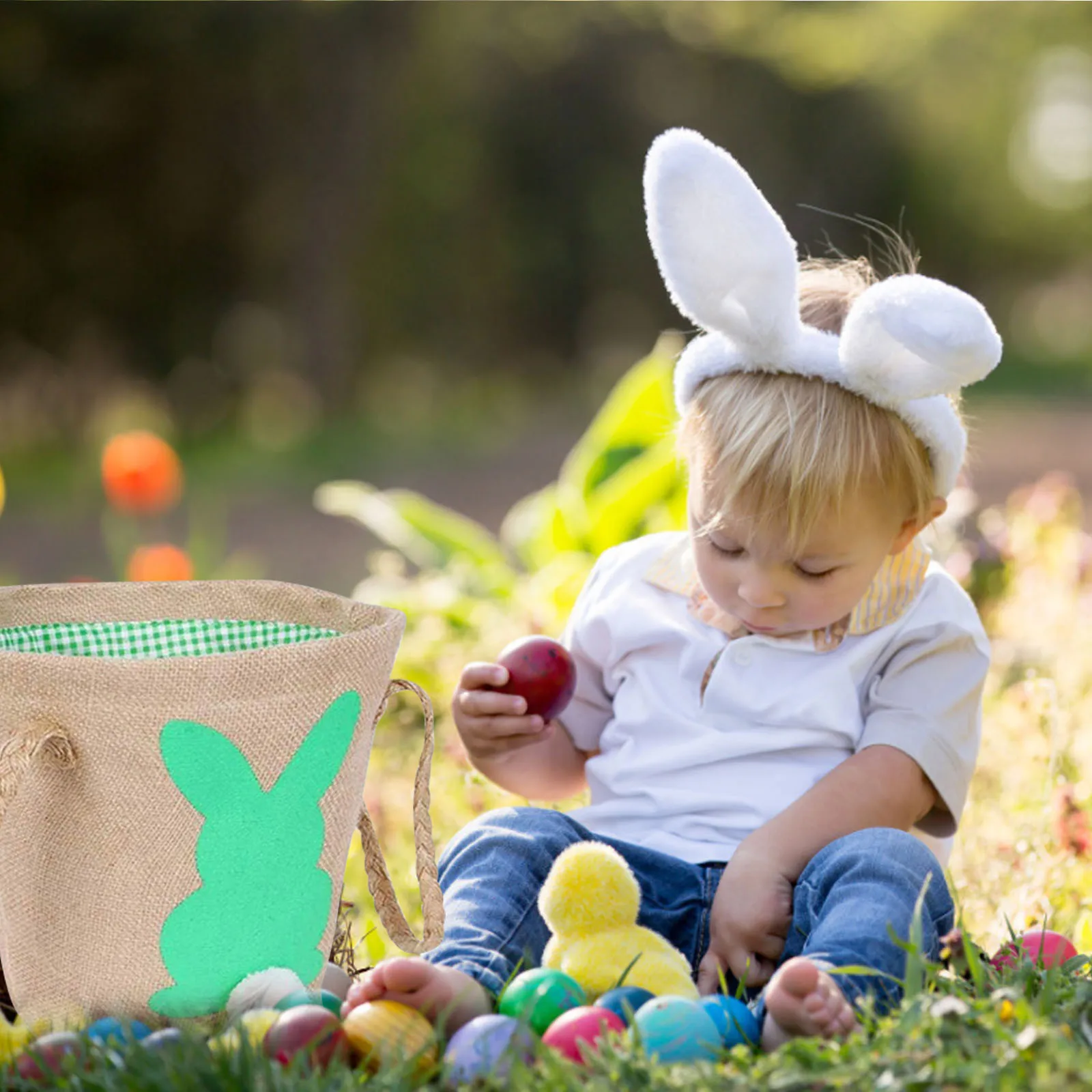 Милый Пасхальный кролик тканевый мешок ведра для конфет и яиц вечерние