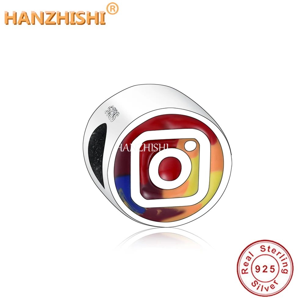 

925 Sterling Silver Enamel Square Pattern Charm Bead Fit Original Brand Bracelet Necklace Jewelry Birthday Gift For Women Man