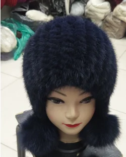 Новинка, шапка из натурального меха, теплая и удобная, модная, новинка, норковый хвост, вязаная шапка с тремя помпонами - Цвет: 6