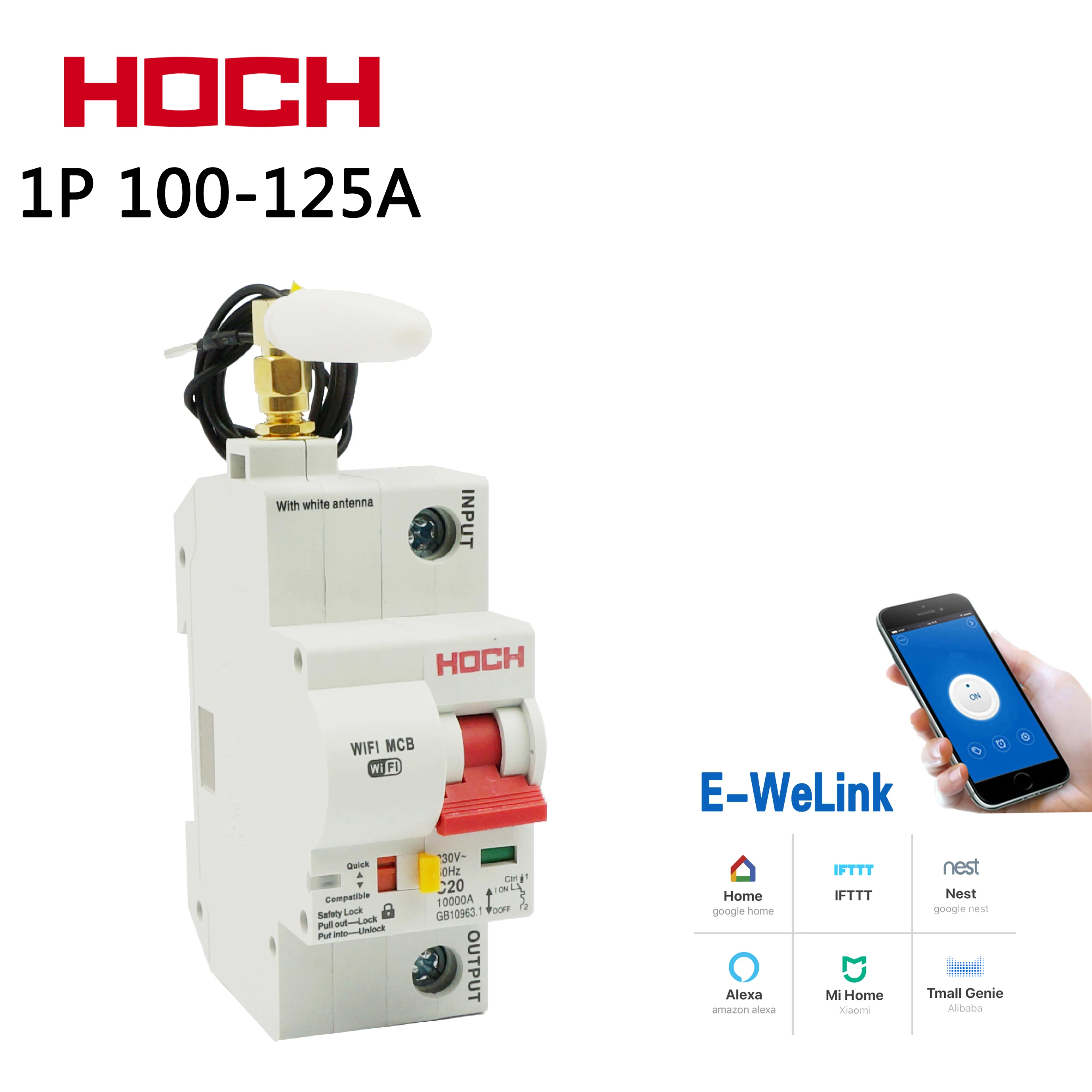 HOCH 1P wifi автоматический выключатель дистанционного беспроводного управления Ewelink Умный интеллектуальный автоматический выключатель от перегрузки и короткого замыкания