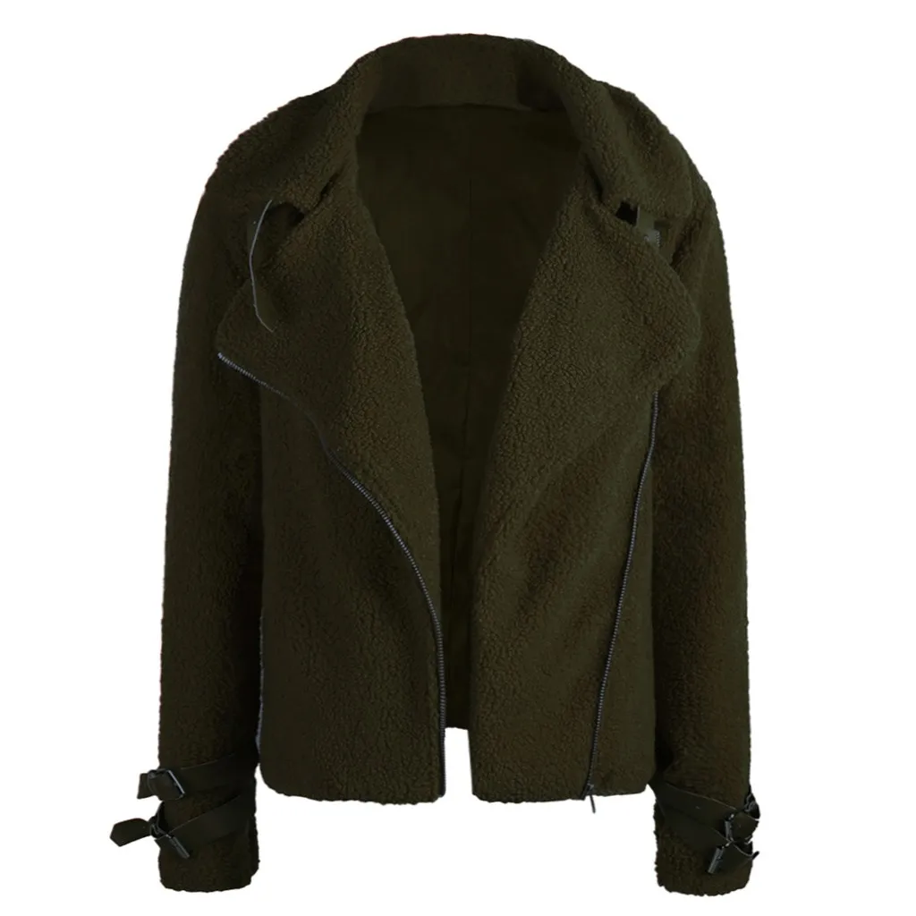 Army Green JAYCOSIN, Женское пальто из искусственного меха, куртка с плюшевым мишкой, Женское пальто из искусственного меха с отворотами, зимнее пальто большого размера, плюшевая куртка 9902 - Цвет: Army Green