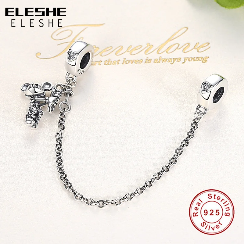 ELESHE, Европейский Шарм, бусины, 925 пробы, серебро, Минни, безопасная цепочка, шарм, бисер, подходит для оригинального браслета, сделай сам, хорошее ювелирное изделие